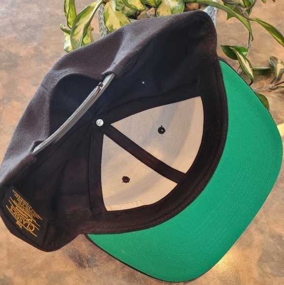 FIGR Snapback Ballcap, Black with Green Underside Flat Brim, FIGR Logo - Picture 3 of 10